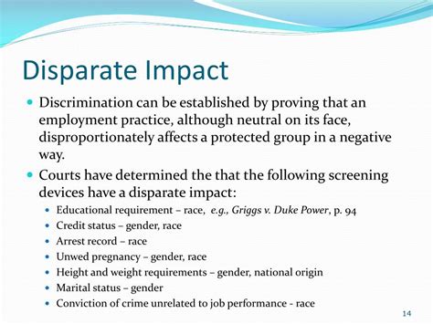 there are several legal tests to show disparate impact except:|disparate impact laws.